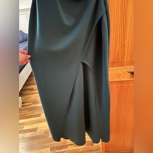 Green Spaghetti strap dress worn only once with side slit